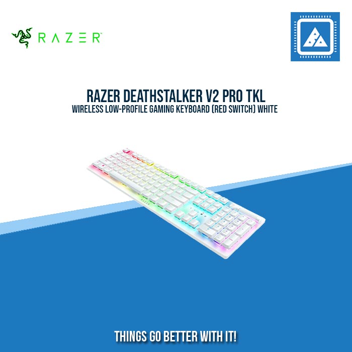 RAZER DEATHSTALKER V2 PRO TKL WIRELESS LOW-PROFILE GAMING KEYBOARD (RED SWITCH) WHITE RAZER DEATHSTALKER V2 PRO TKL WIRELESS LOW-PROFILE GAMING KEYBOARD (RED SWITCH) WHITE